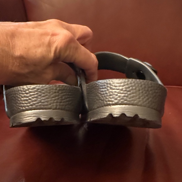 Birkenstock Shiny Gray Double Strap Sandals - Picture 4 of 5